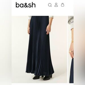 Ba&sh navy blue pleated maxi skirt